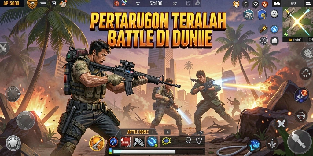 Tampilan gameplay seru dalam API5000 di arena Battle Royale.