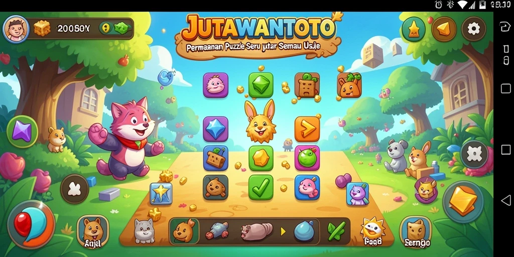 Tampilan gameplay seru game Puzzle JUTAWANTOTO dengan berbagai tantangan.