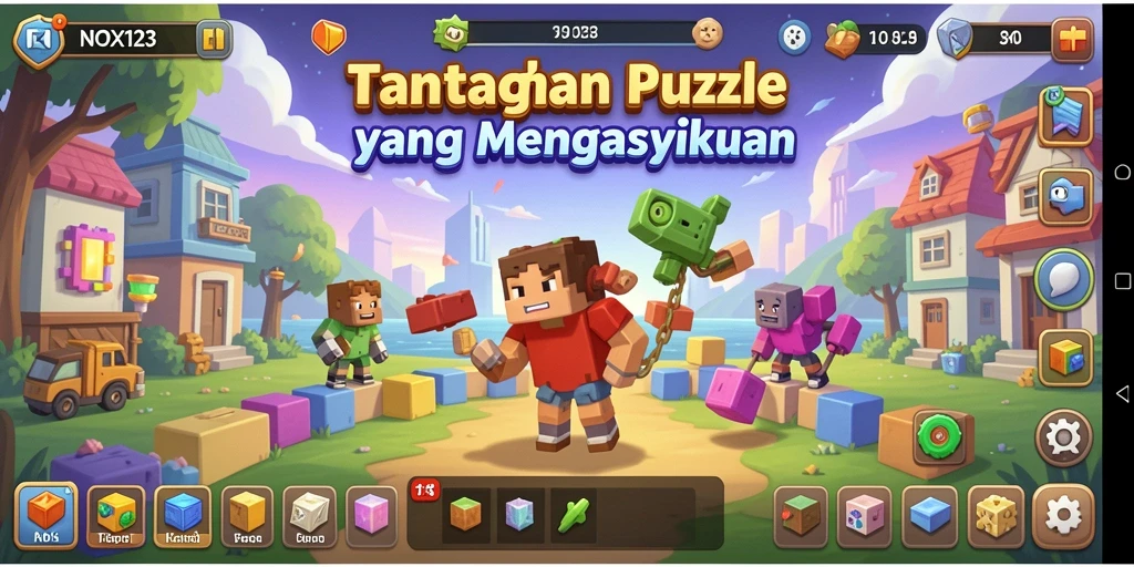 Screenshot gameplay NOX123 menampilkan tantangan puzzle yang seru.