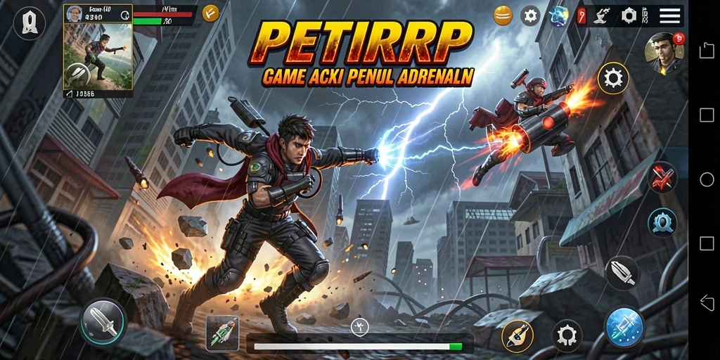 Tangkapan layar gameplay PETIRRP dengan aksi mendebarkan dan grafis menakjubkan.