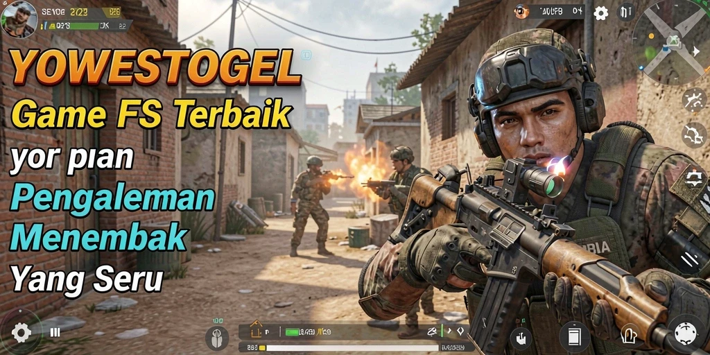 Screenshot gameplay YOWESTOGEL menampilkan aksi tembak-menembak yang intens.